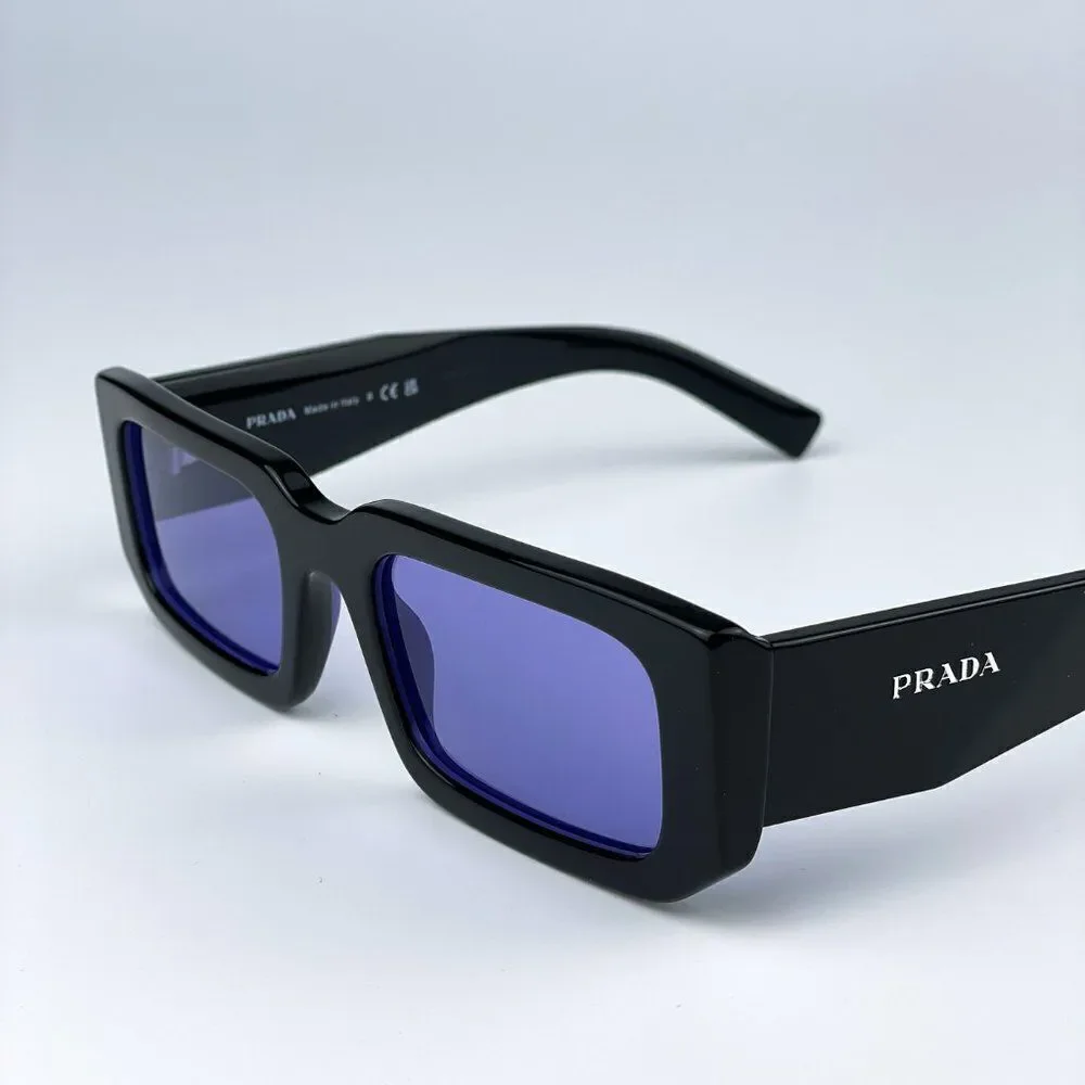 NEW Prada PR06YS 02Z01O Black Blue Rectangle Unisex Sunglasses - Picture 6 of 11